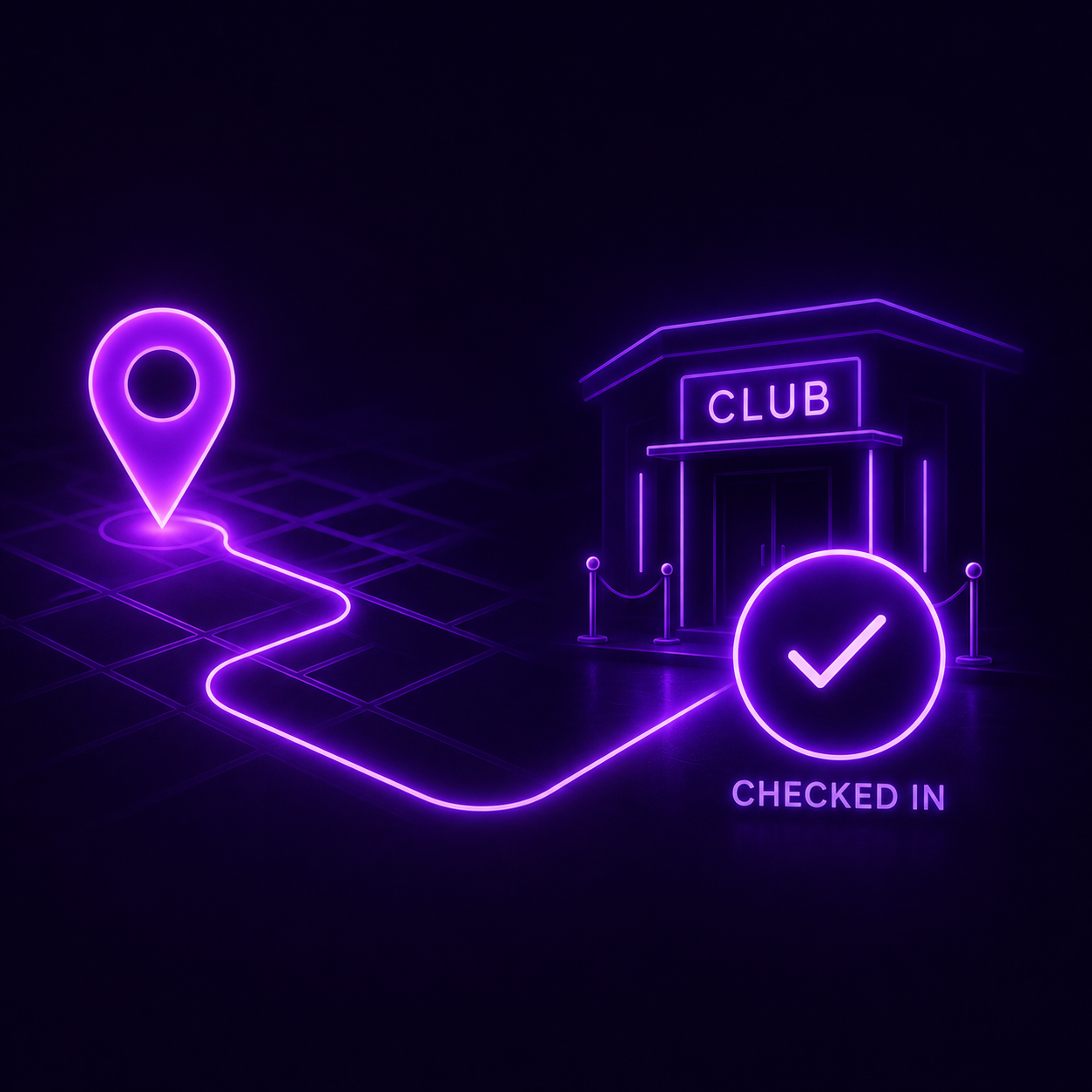 Noxxxie use case showing navigation and venue check-in